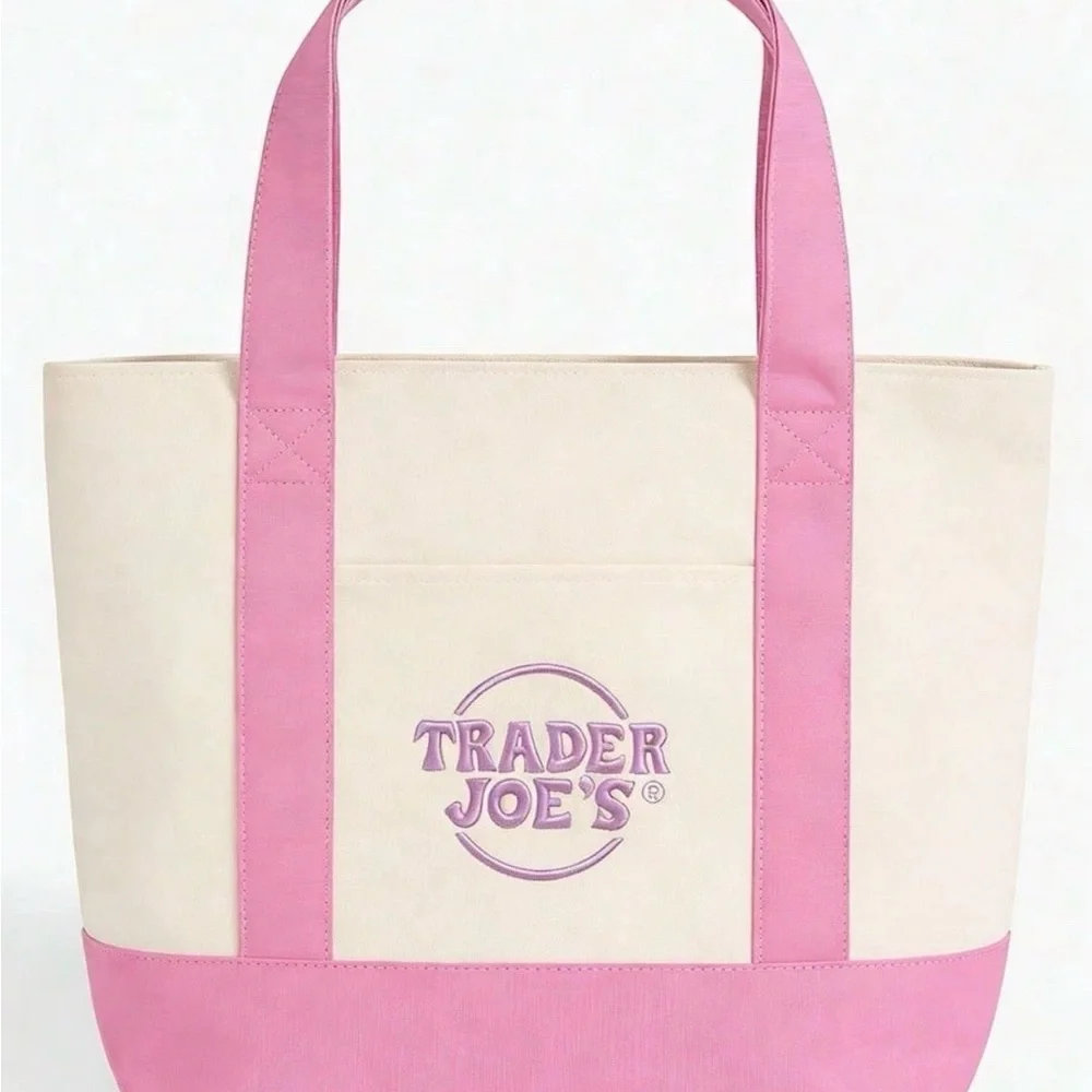 NWT- Trader Joe’s Mini Pastel Canvas Tote Bag - Pink, Green, Blue, Lavender - Picture 4 of 4